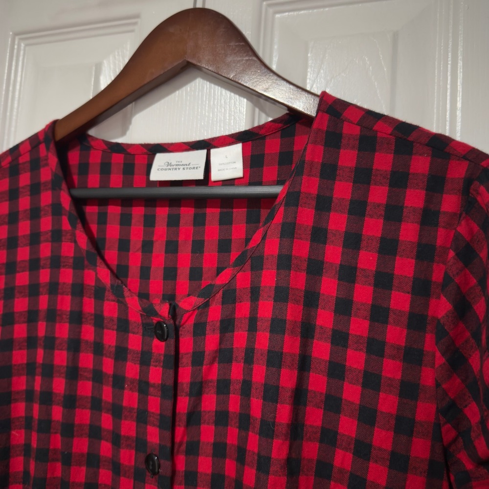 The Vermont Country Store Red Black Buffalo Plaid Midi‎ Dress L Cottagecore - Picture 8 of 8
